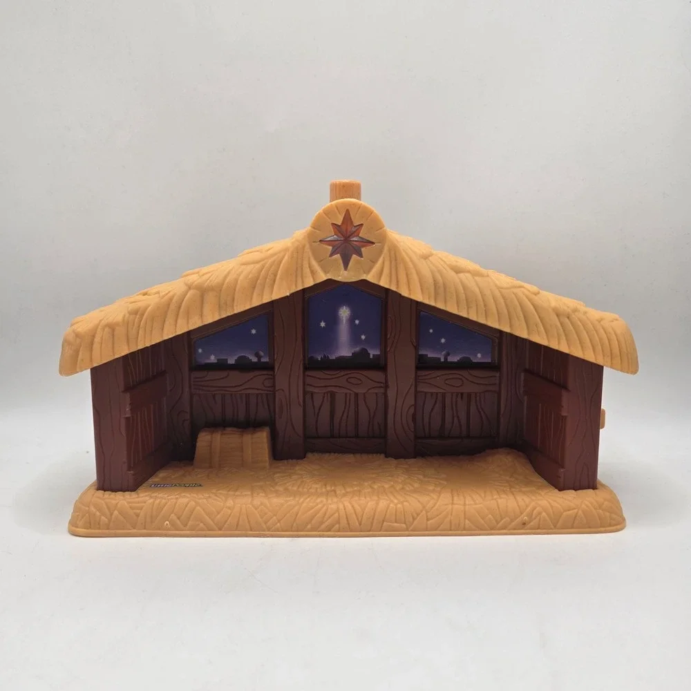 Fisher-Price Little People Nativity Manger Stable Kids Brown Light Up Star‎ 2002